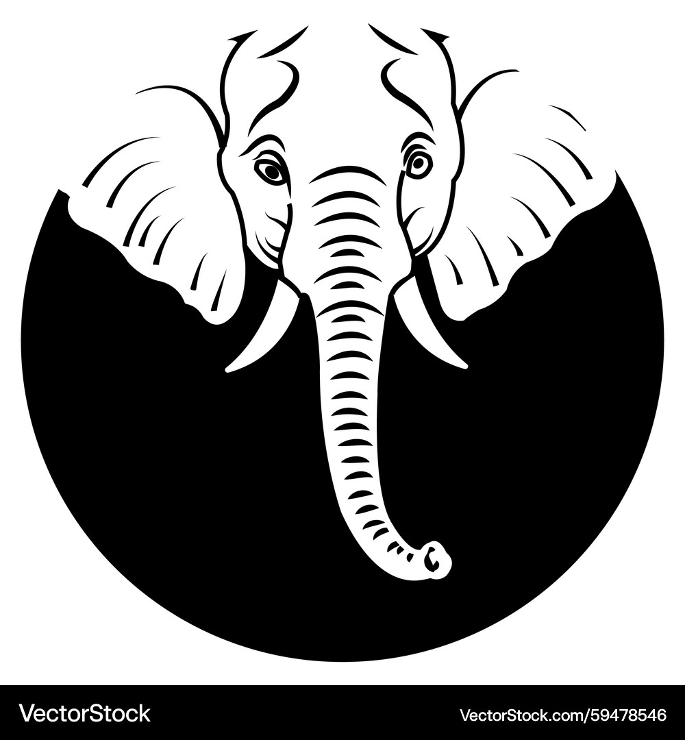 Elephant Trunk Icon - Black \u0026 White – Royalty-Free Vector | VectorStock, image size:1000x1080