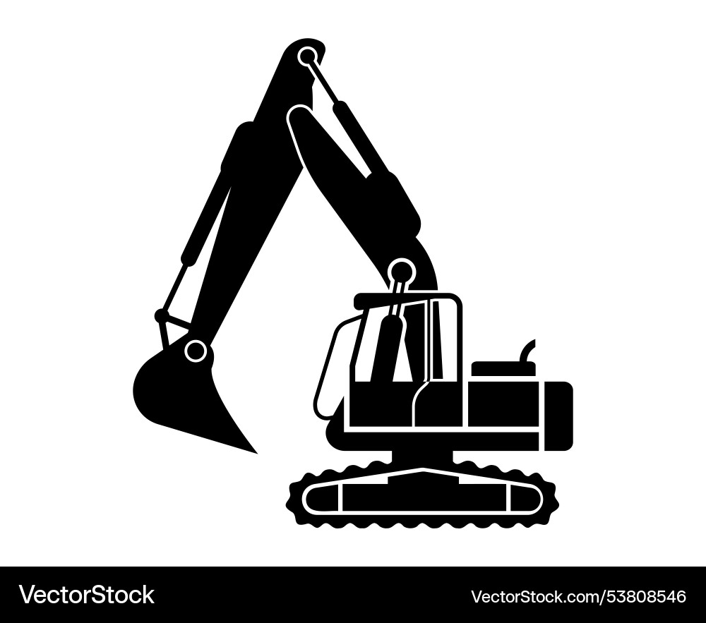 Excavator silhouette on white background Excavator silhouette on white background vector image