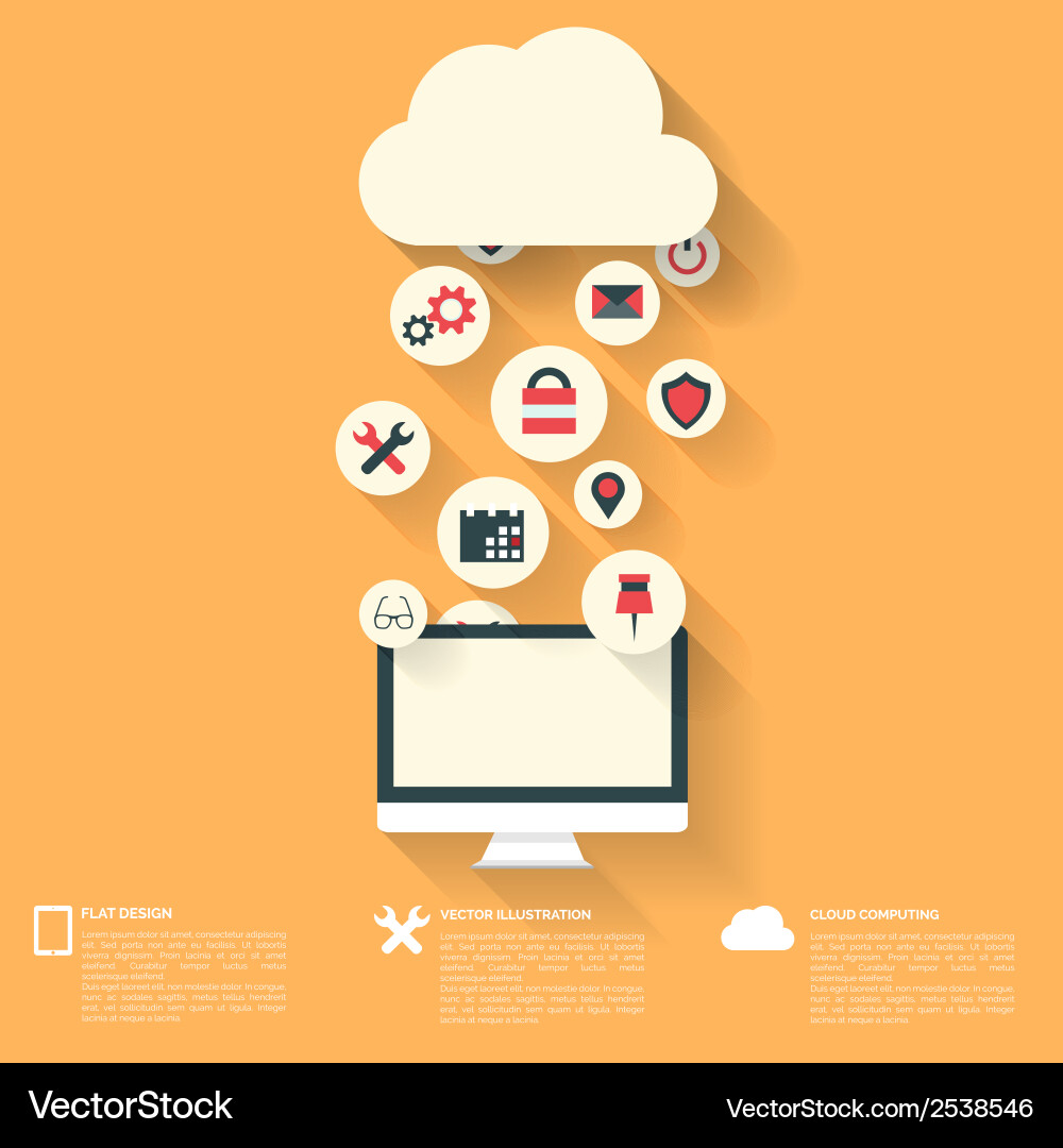 Flat abstract background with web icons interface vector image