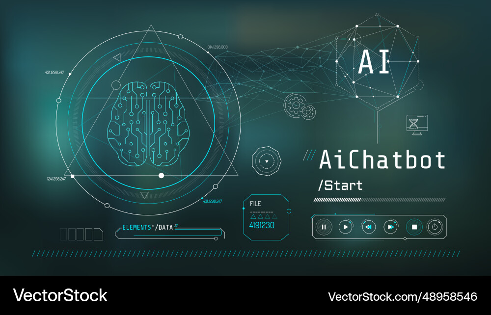 Futuristic interface for brain research with data Futuristic interface for brain research with data vector image