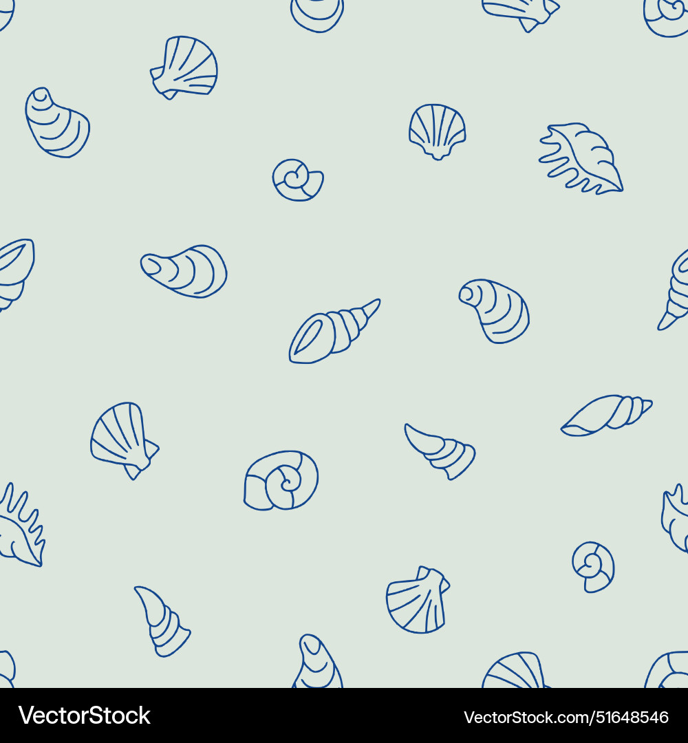 Outline bunch of seashell seamless pattern design Outline bunch of seashell seamless pattern design vector image