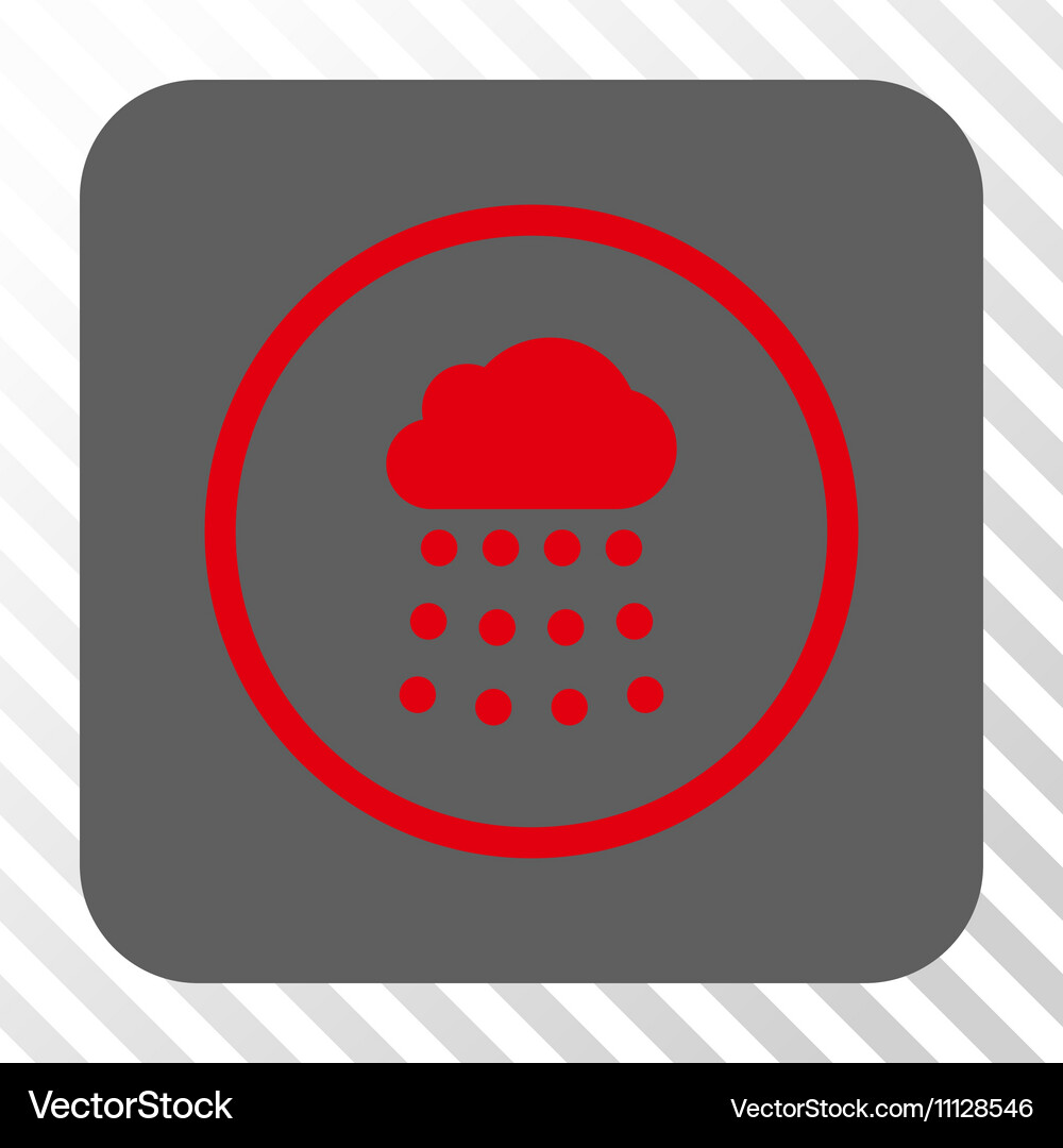 Rain cloud rounded square button Vector Image