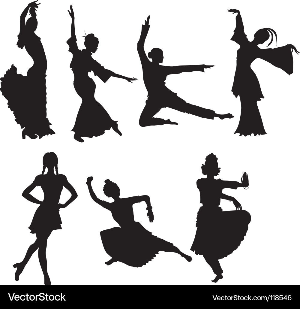 Silhouette of Folk Dancers Vector Image