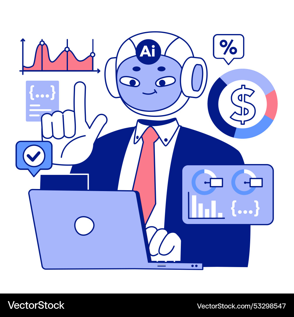 Artificial intelligence in business ai-powered Artificial intelligence in business ai-powered vector image