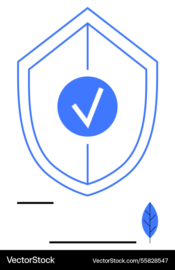 Blue shield with a checkmark symbolizing Vector Image