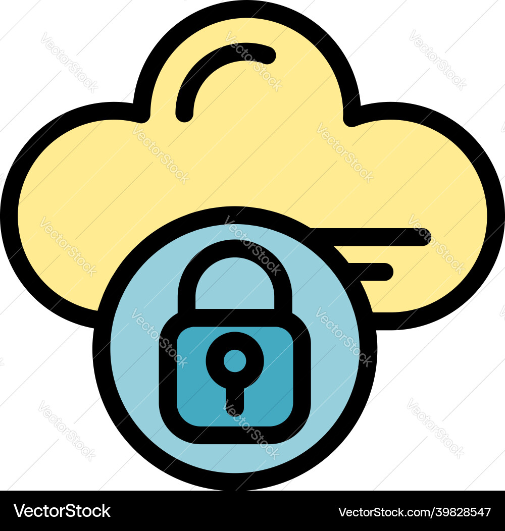 Cloud memory lock icon color outline Cloud memory lock icon color outline vector image