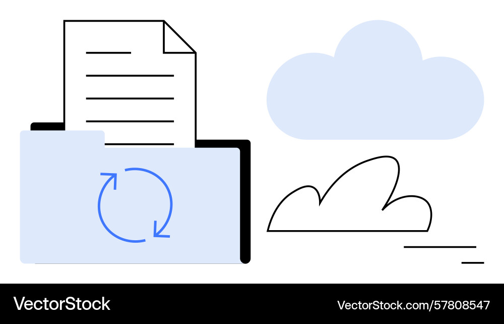 Cloud storage and file synchronization with folder Cloud storage and file synchronization with folder vector image