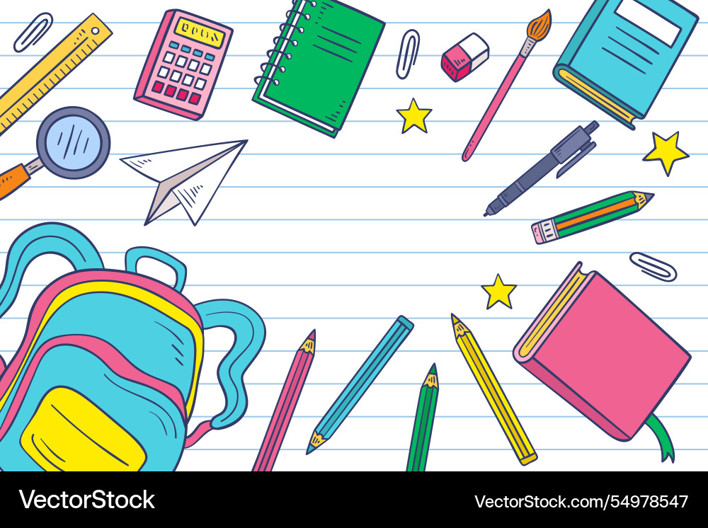 Drawn back to school background with empty space Vector Image