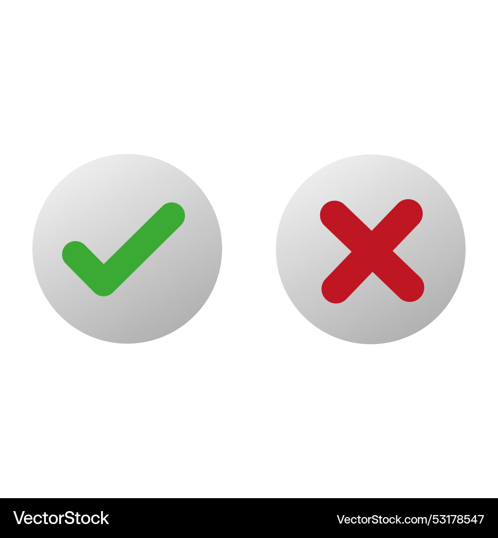 Flat check mark cross icons Flat check mark cross icons vector image