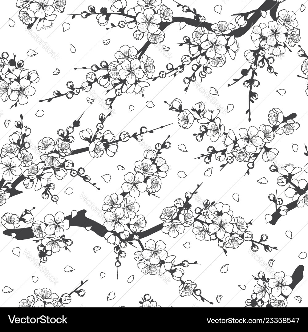 Flowering Branch Pattern Vector Image