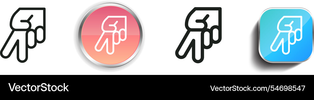 Hand signal icon thin linear regular and button Vector Image