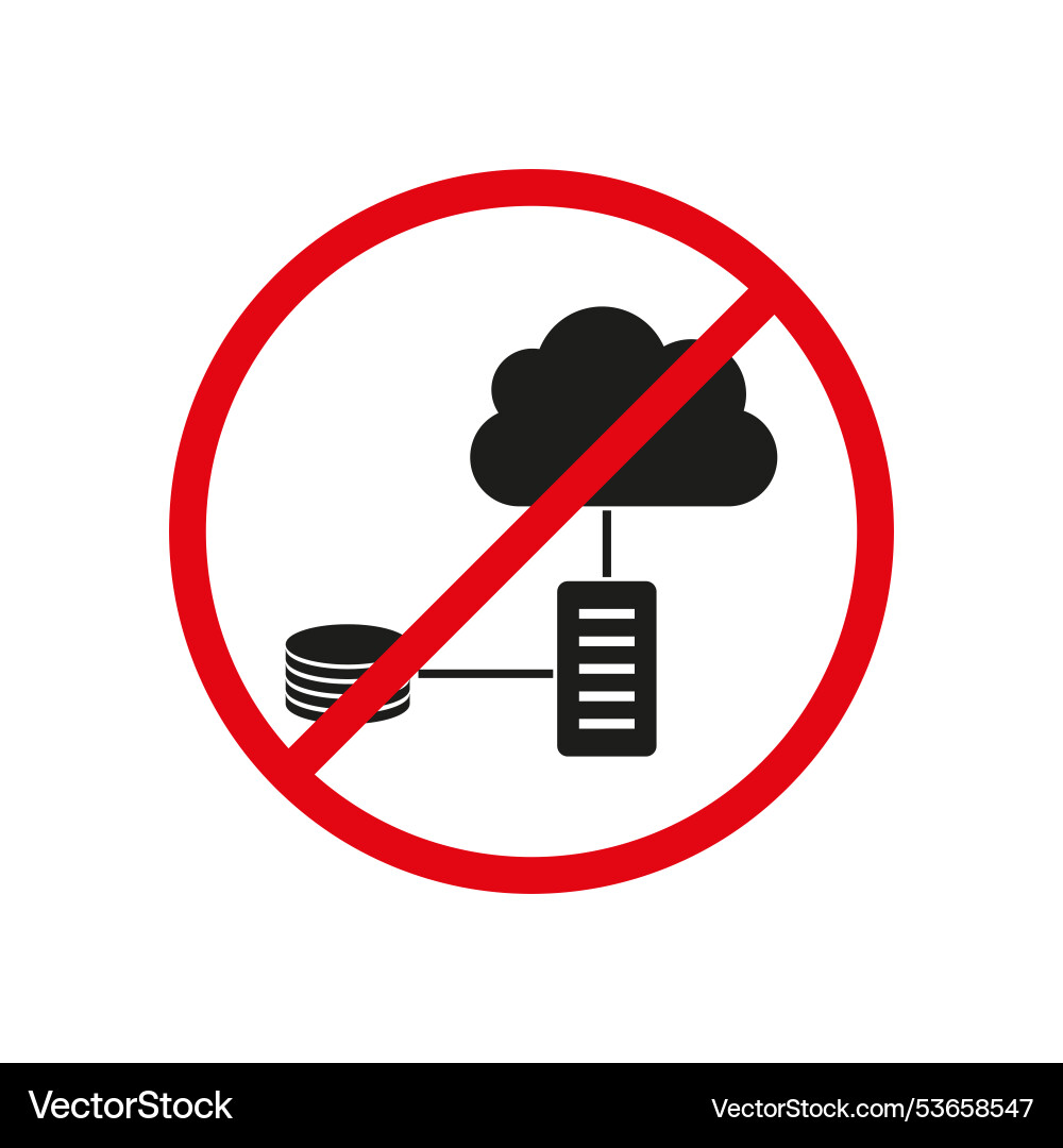 No cloud database icon data storage restriction vector image