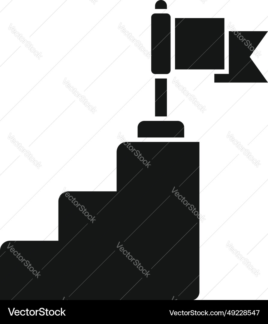 Realization stairs flag target icon simple Realization stairs flag target icon simple vector image