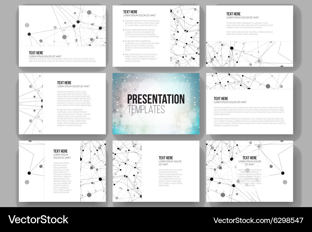 Set of 9 templates for presentation slides vector image
