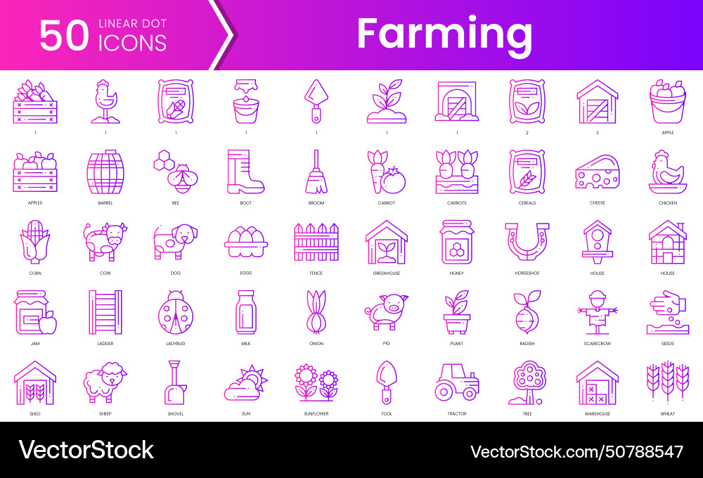 Set of farming icons gradient style icon bundle Set of farming icons gradient style icon bundle vector image