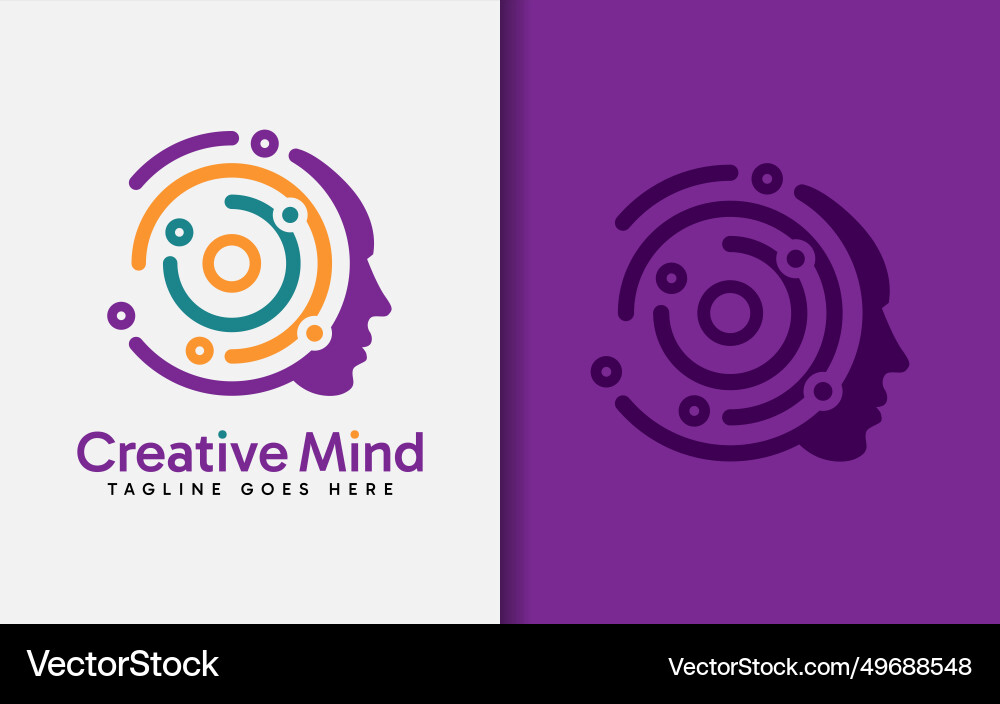 Creative mind logo design abstract tech circle vector image