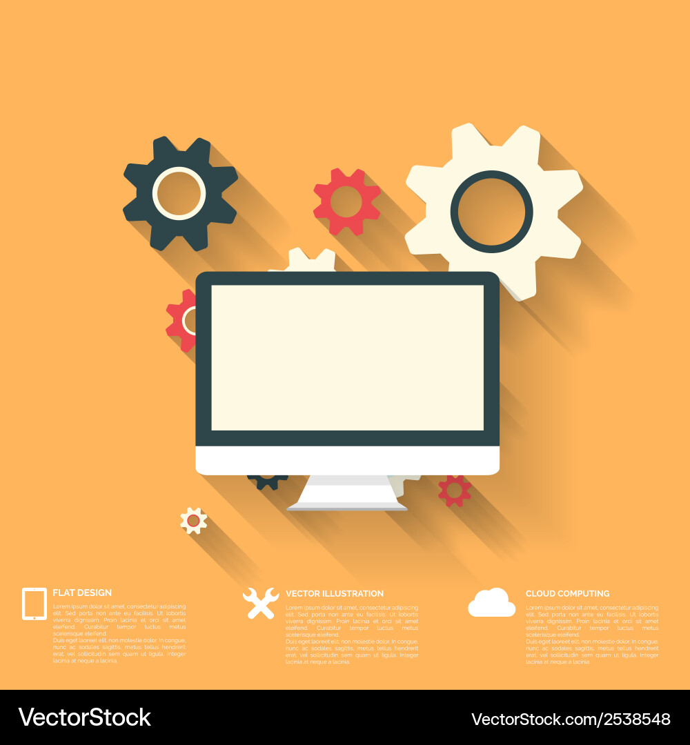 Flat abstract background with web icons interface vector image