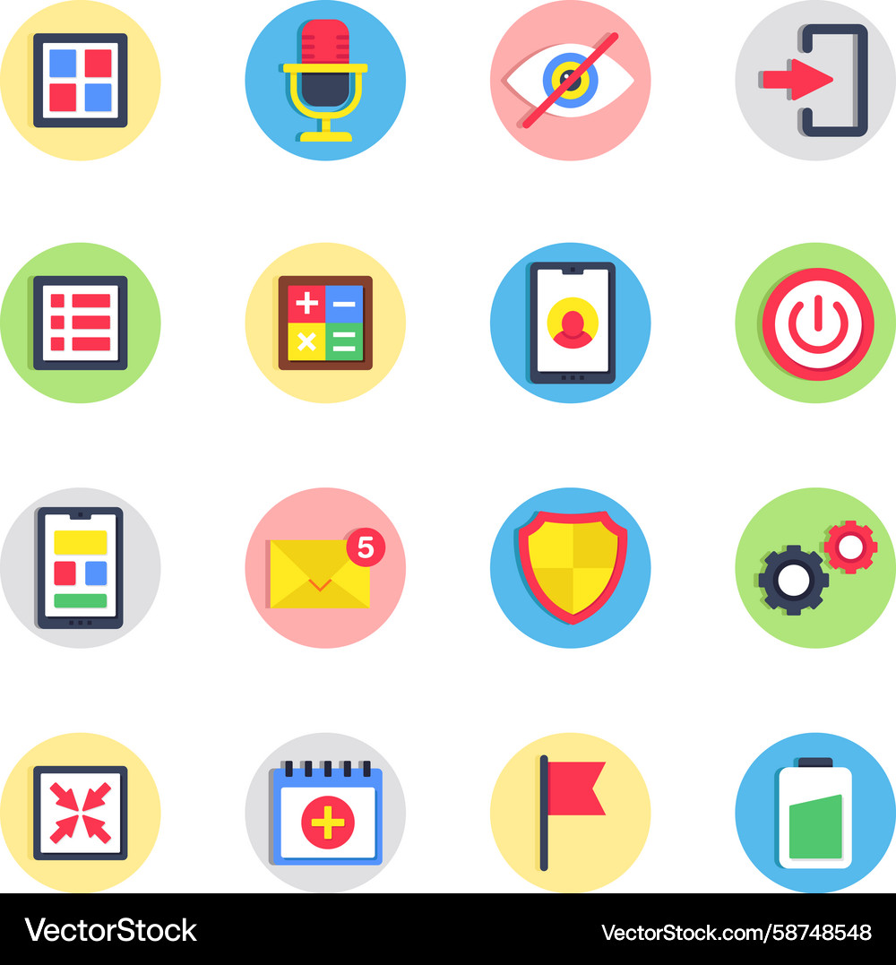 Flat UI Icon Set - Digital Interface Vector Image