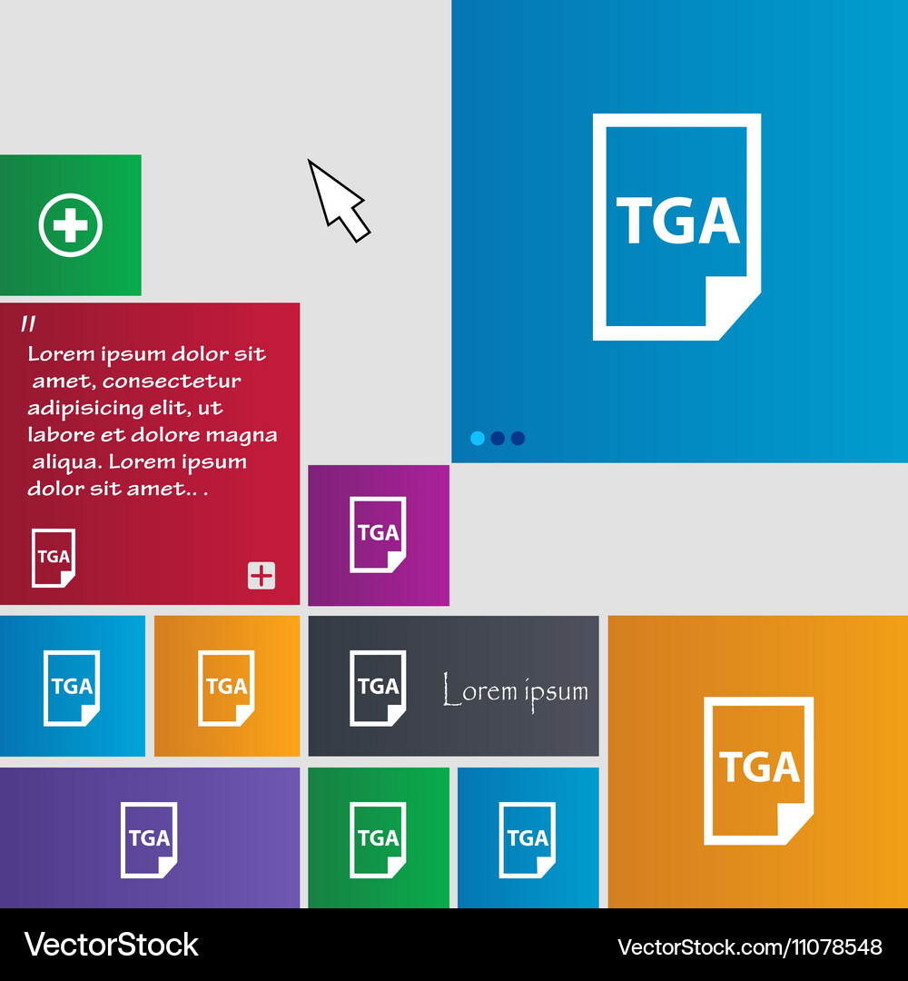 Image file type format tga icon sign buttons Vector Image