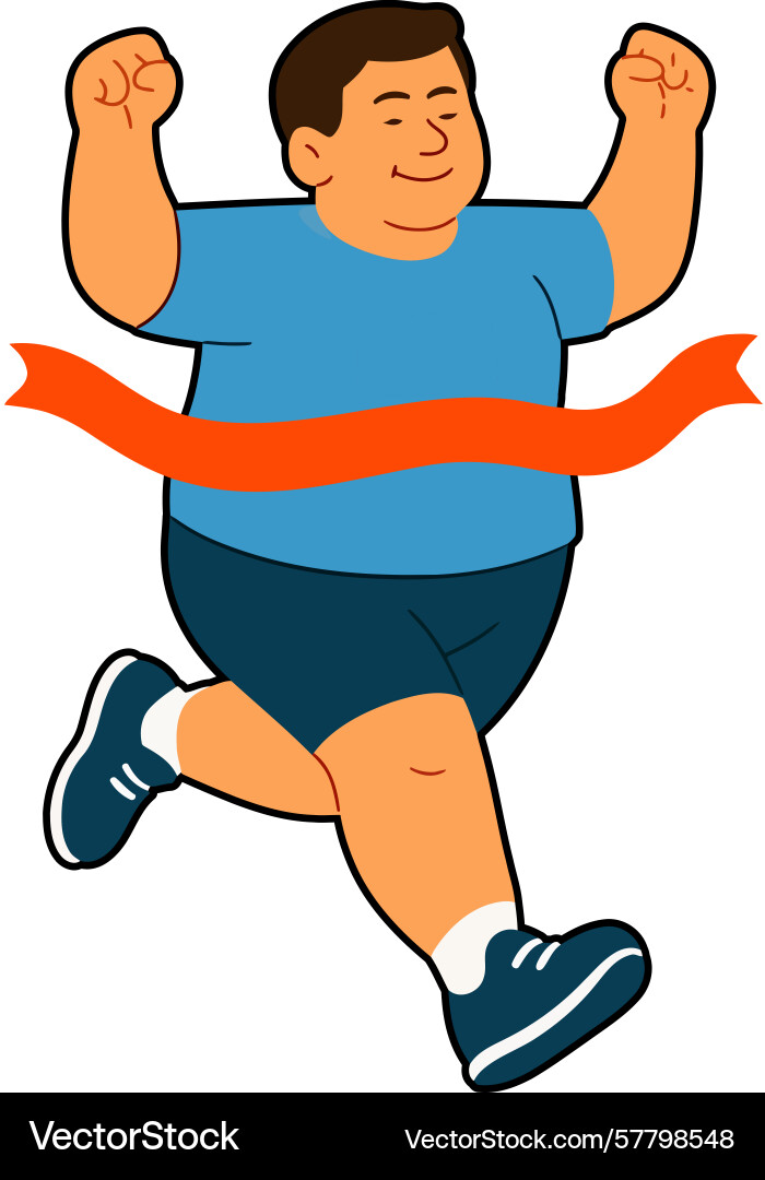 Man running and breaking the finish line tape Vector Image