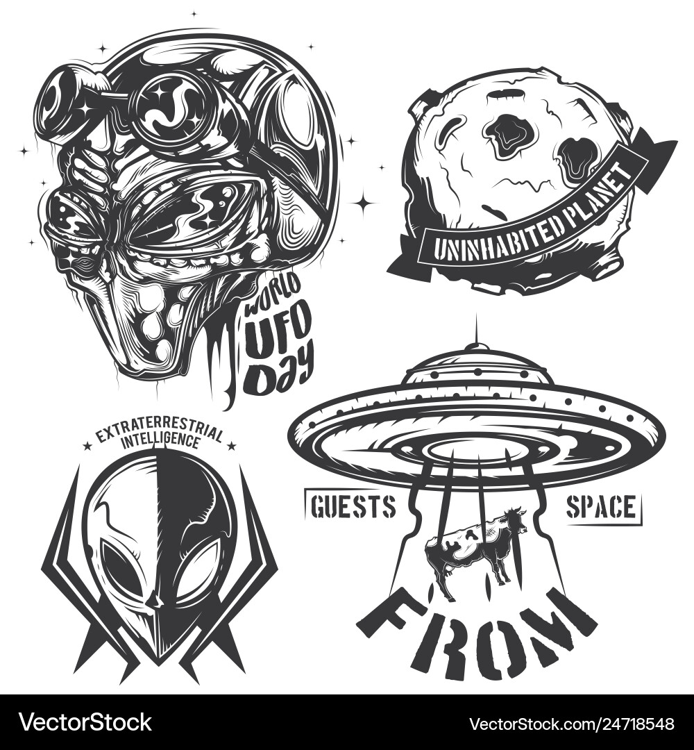 Set von ufo Elementen Aliens fliegen Sauce Set von ufo Elementen Aliens fliegen Sauce vektorbild