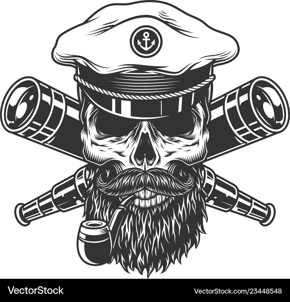 Vintage Sea Captain Skull Vector Image
