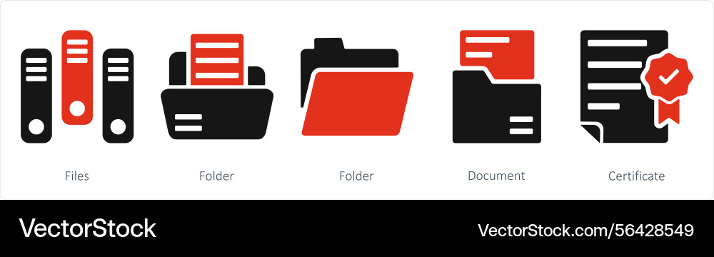 A set of 5 business icons as files folder document vector image