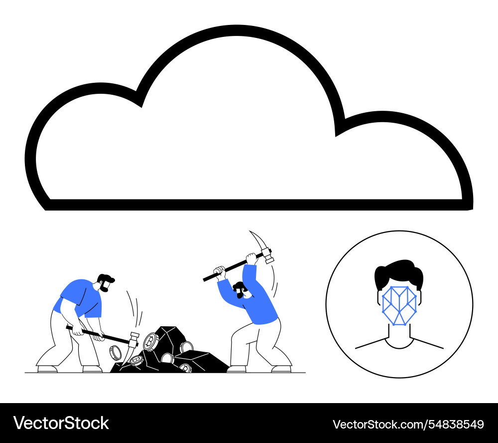 Cloud computing data mining and ai concept Cloud computing data mining and ai concept Vector Image