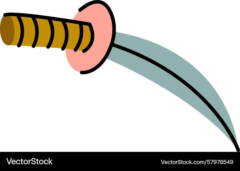 Curved sword with handle Curved sword with handle Vector Image