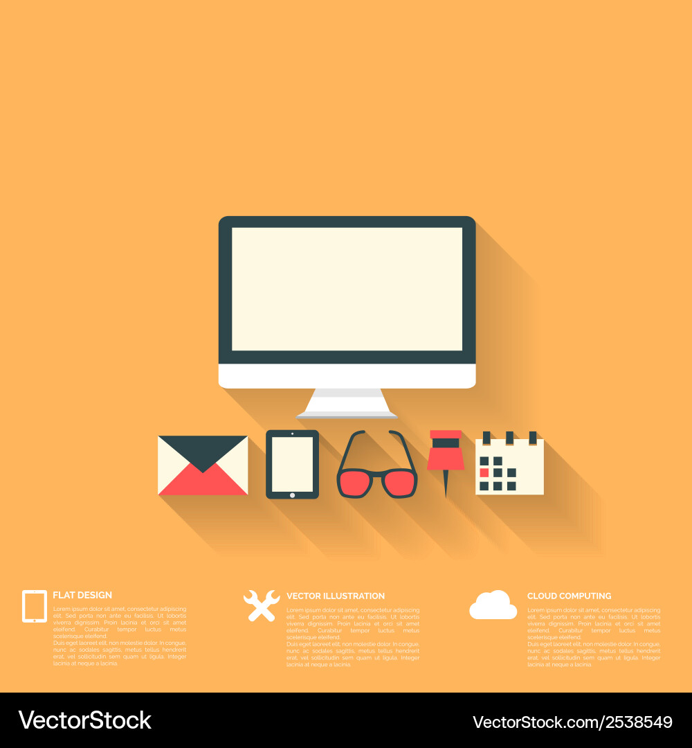 Flat abstract background with web icons interface vector image