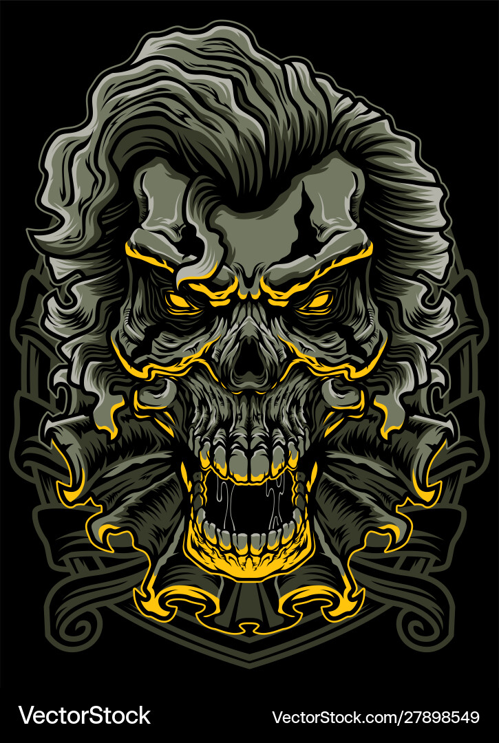 Furious Clown Skull Vector Image