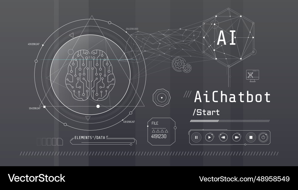 Futuristic interface for brain research with data Futuristic interface for brain research with data Vector Image
