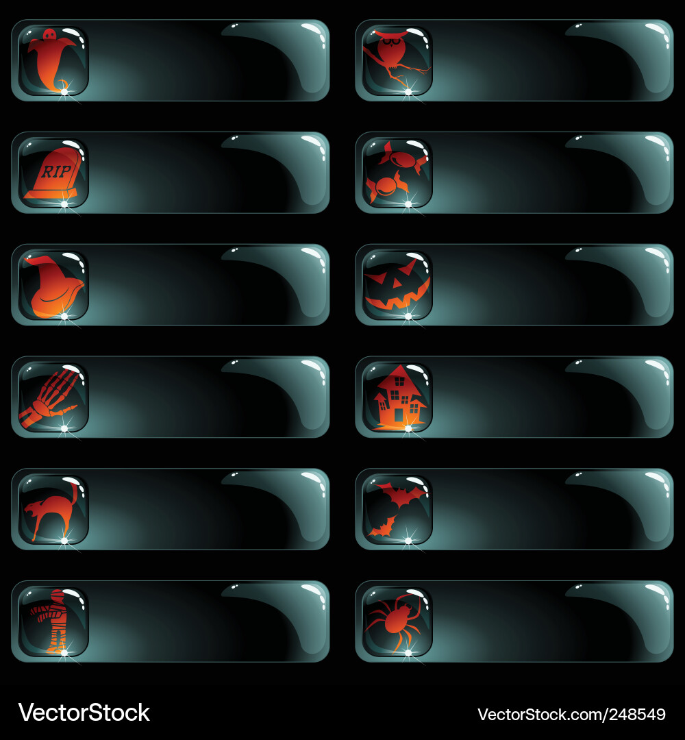 Halloween Black Glossy Labels Vector Image