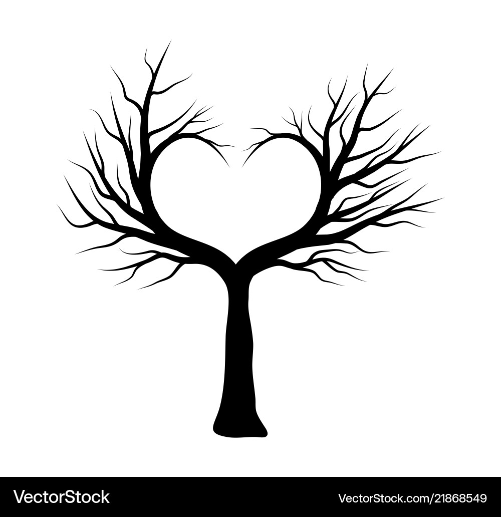 Heart Tree Symbol - Elegant Icon Vector Image