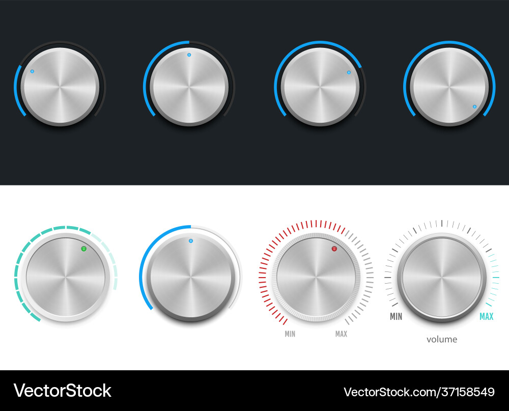 Metallic volume button design isolated Metallic volume button design isolated vector image