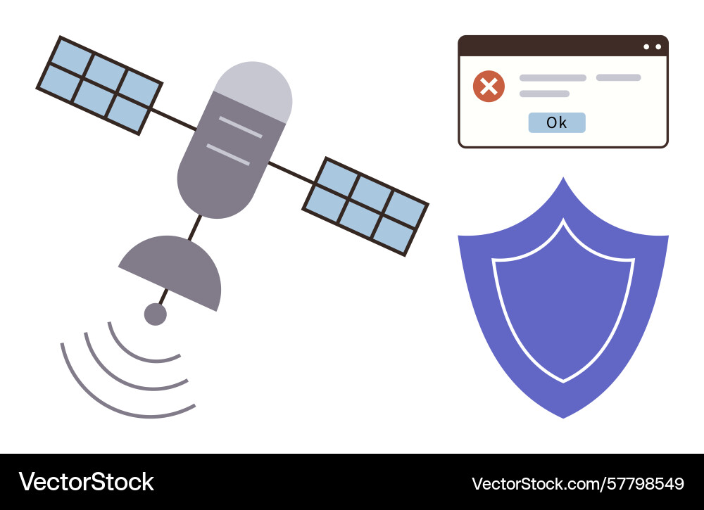 Satellite communication with error message Satellite communication with error message vector image
