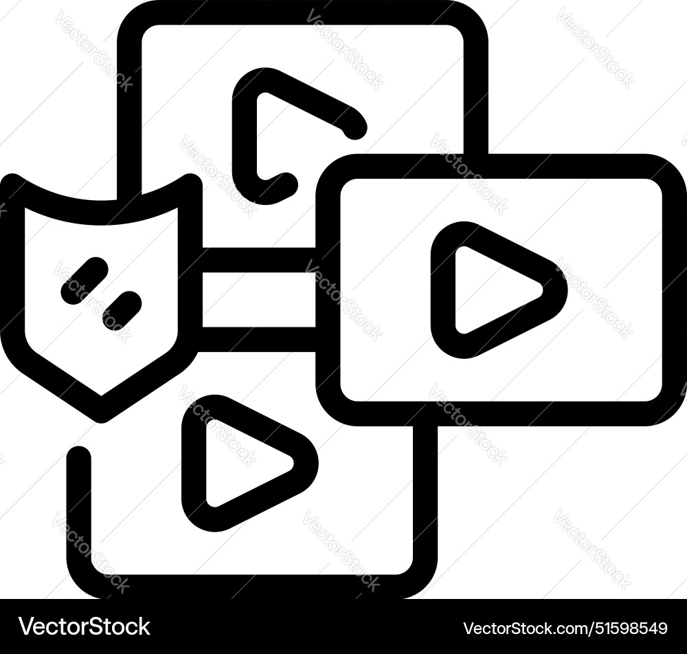 Secure video streaming platform with shield Secure video streaming platform with shield vector image