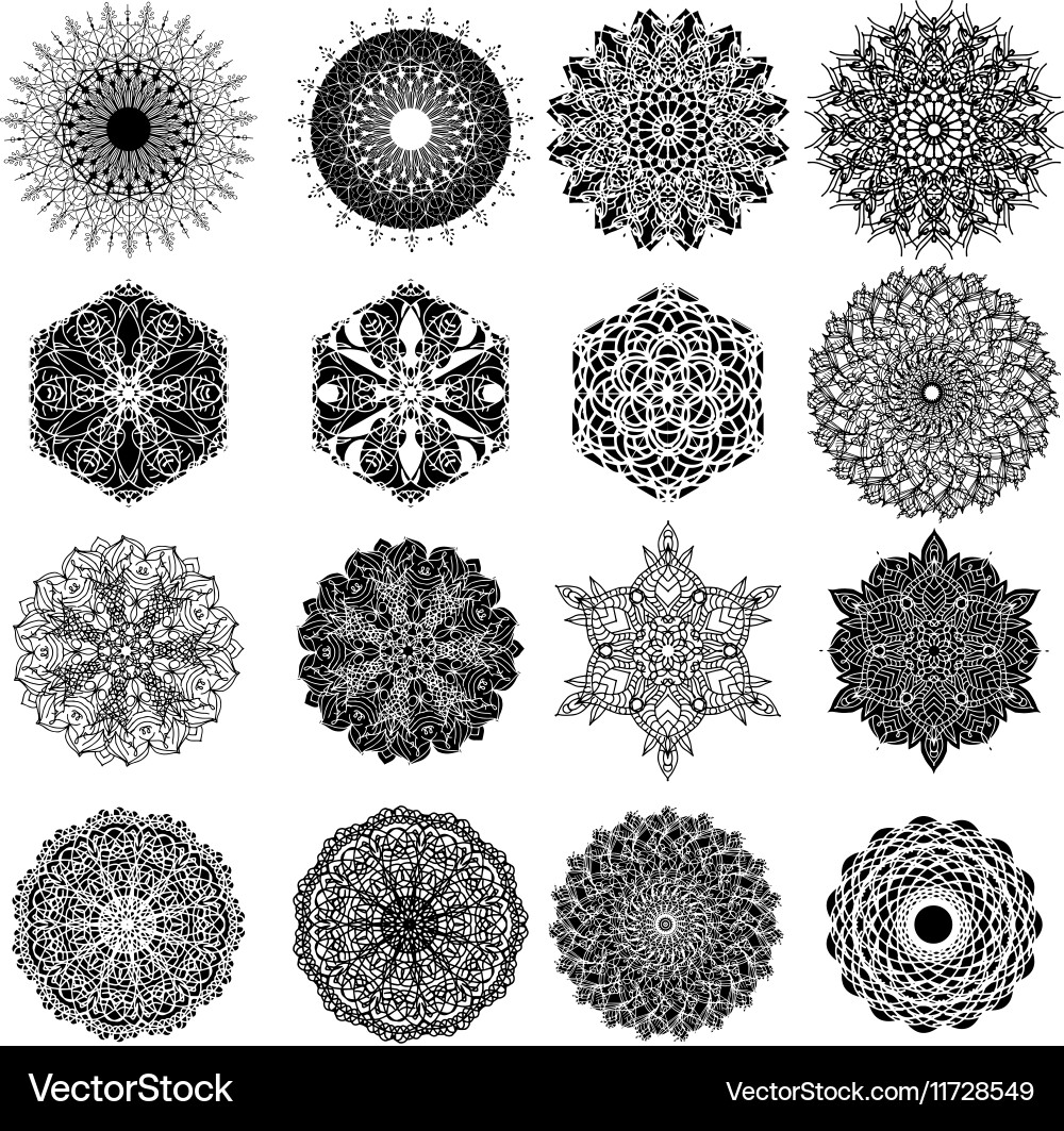Set of abstract design element round mandalas vector image