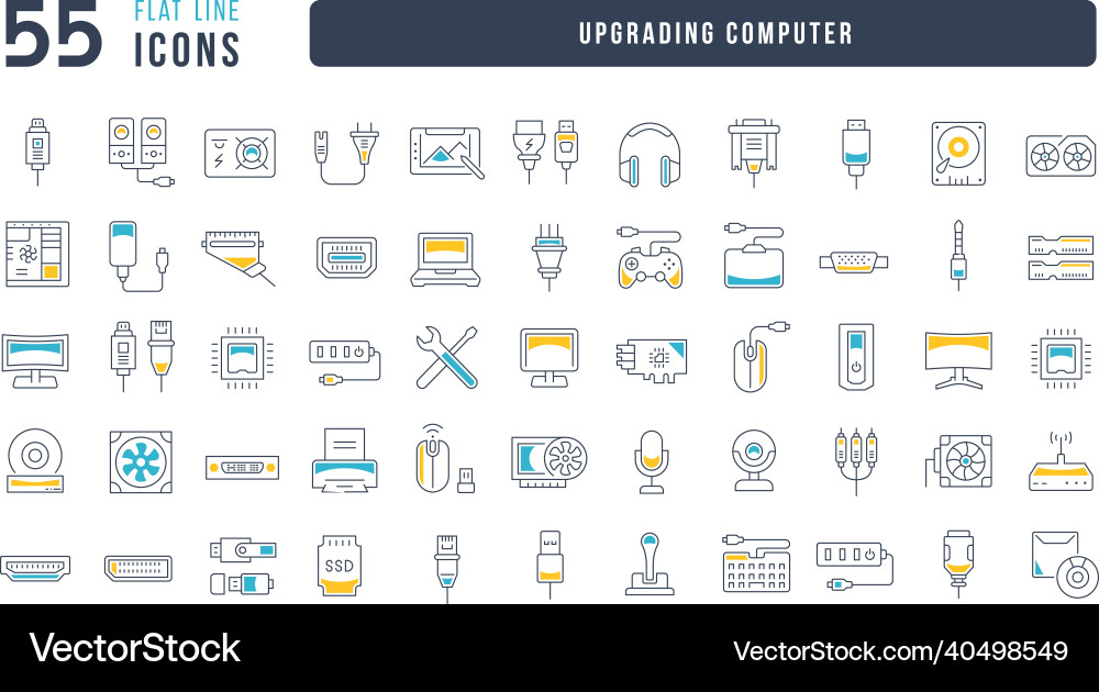 Set von linearen Icons Upgrade-Computer Set von linearen Icons Upgrade-Computer vektorbild