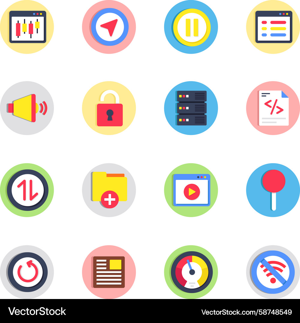 User Interface Icons - Flat Style Vector Image