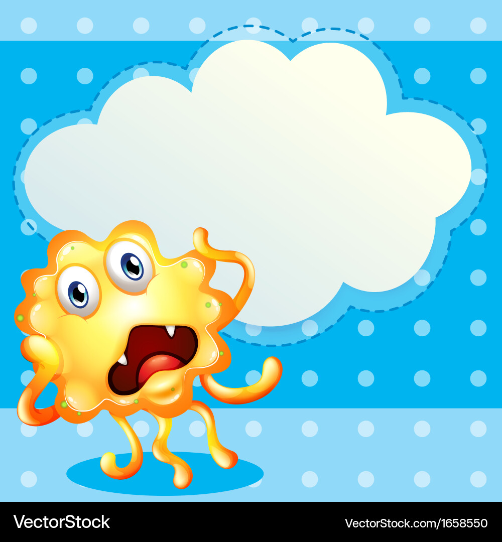 An ugly monster in front of the empty cloud vector image
