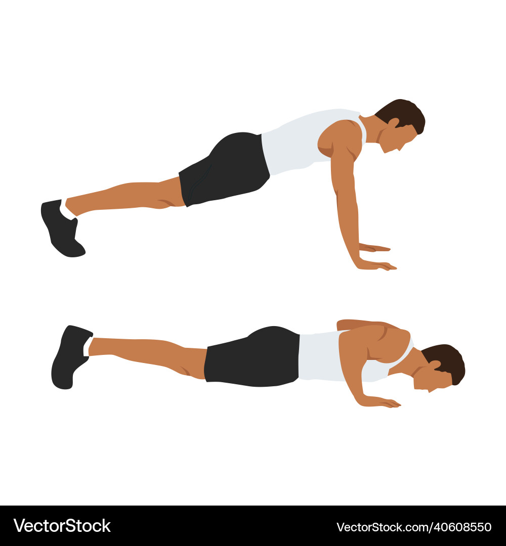 Man character doing push up flat Man character doing push up flat vector image