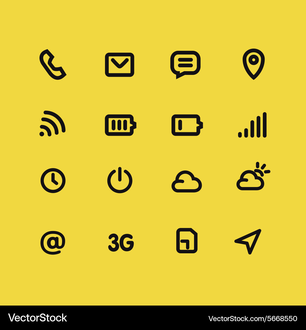 Mobile interface and apps line icon set Vector Image