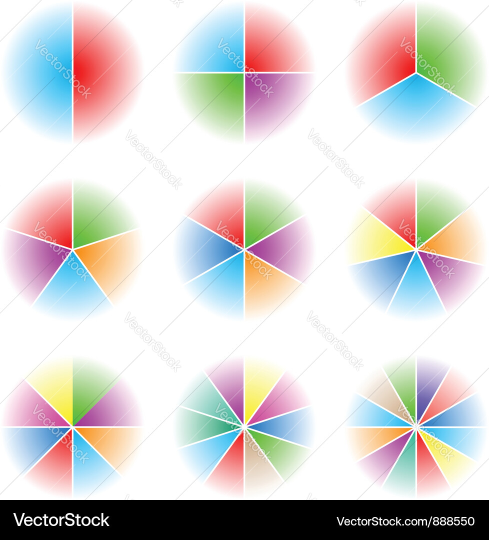 Nine Interconnected Circular Elements Vector Image