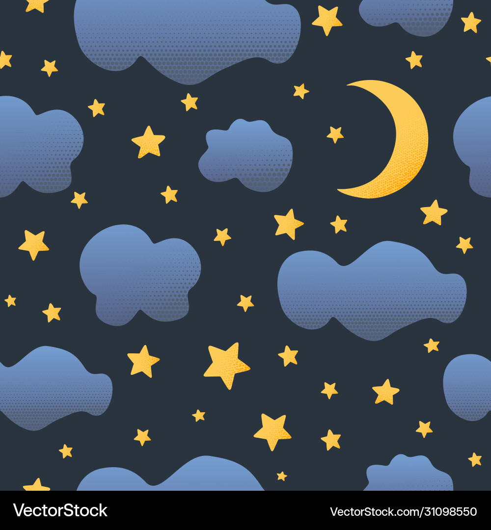 Süße nahtlose Nacht Himmel Muster mit Cartoon Süße nahtlose Nacht Himmel Muster mit Cartoon vektorbild