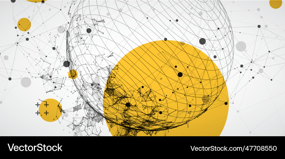 Sphere theme with connected lines in technology Vector Image