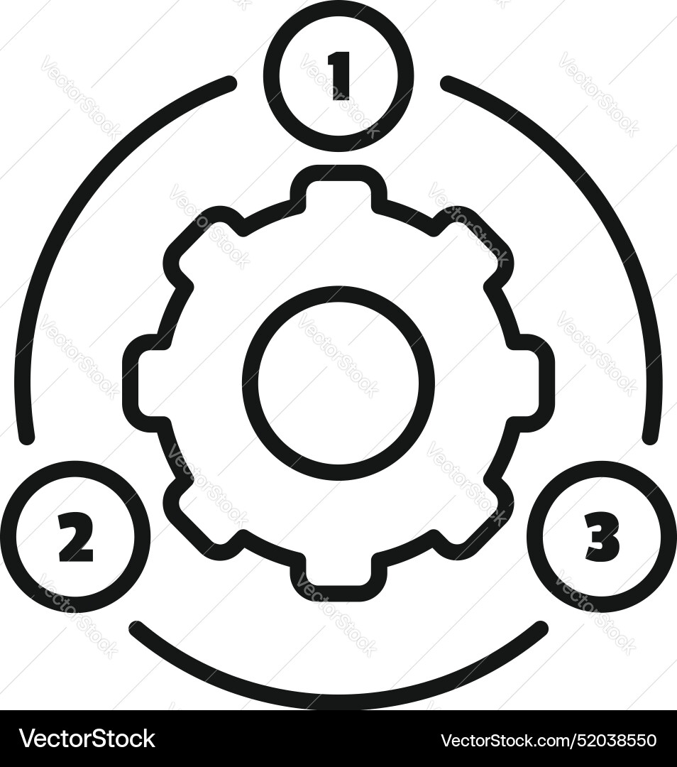 Three steps workflow process with gear icon Three steps workflow process with gear icon vector image
