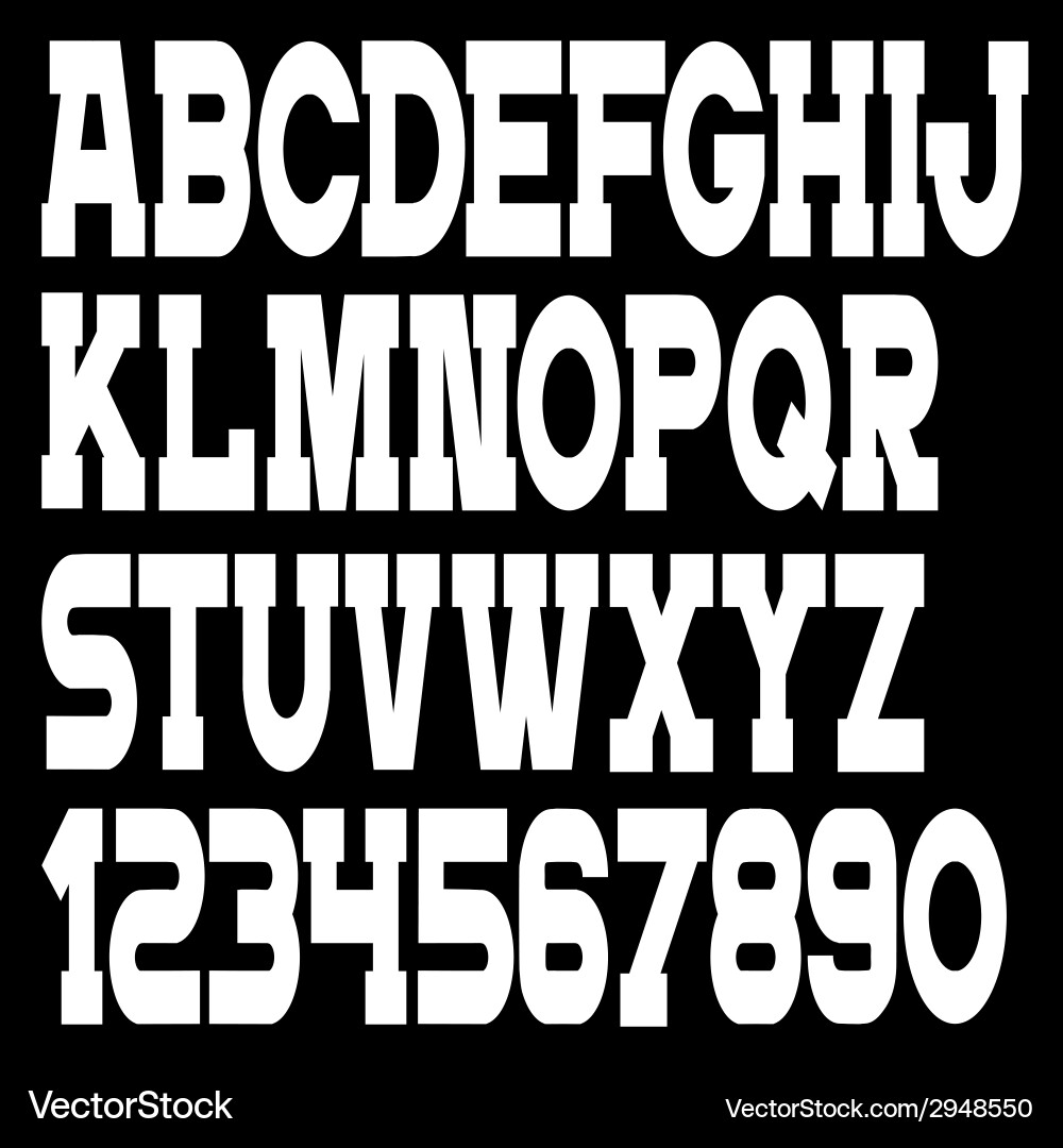 White alphabet letters and numbers Vector Image