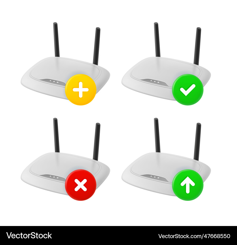 Wifi router icons set with different pictograms vector image