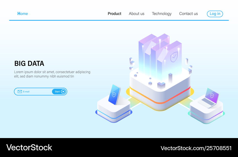 Big Data Hosting & Cloud Server vector image